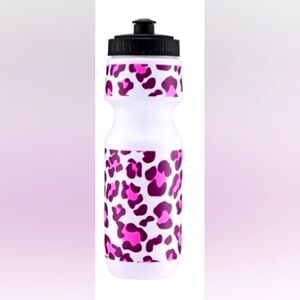 - Leopard Print Water Bottle - Pink and White
